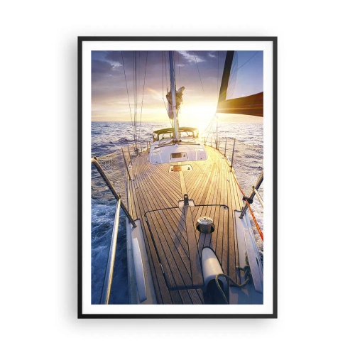 Poster în ramă neagră - Alergând pe valuri - 70x100 cm