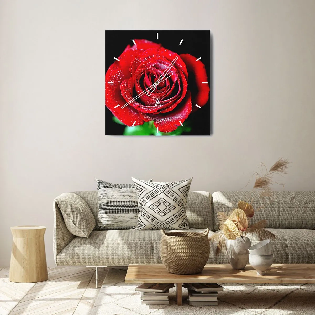 Ceas de perete - Ceas pe sticlă - Pur și simplu dragoste - 40x40 cm