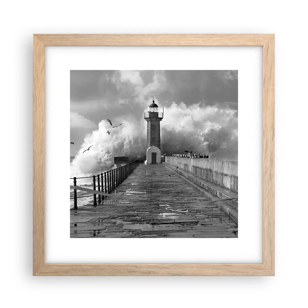 Poster în ramă de stejar deschis - Fără frică - 30x30 cm