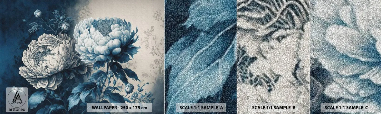 Mostră tapet Premium Sand - Pereche asortată - Flori, Clasic, Rococo - 100x30 cm