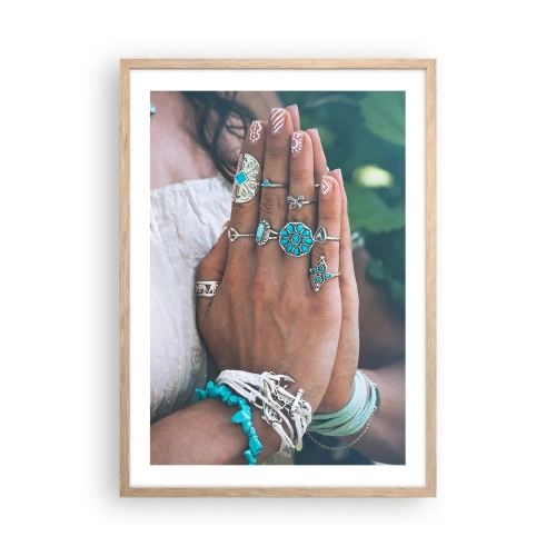 Poster în ramă de stejar deschis - Bine ați venit în centrul ființei - 50x70 cm