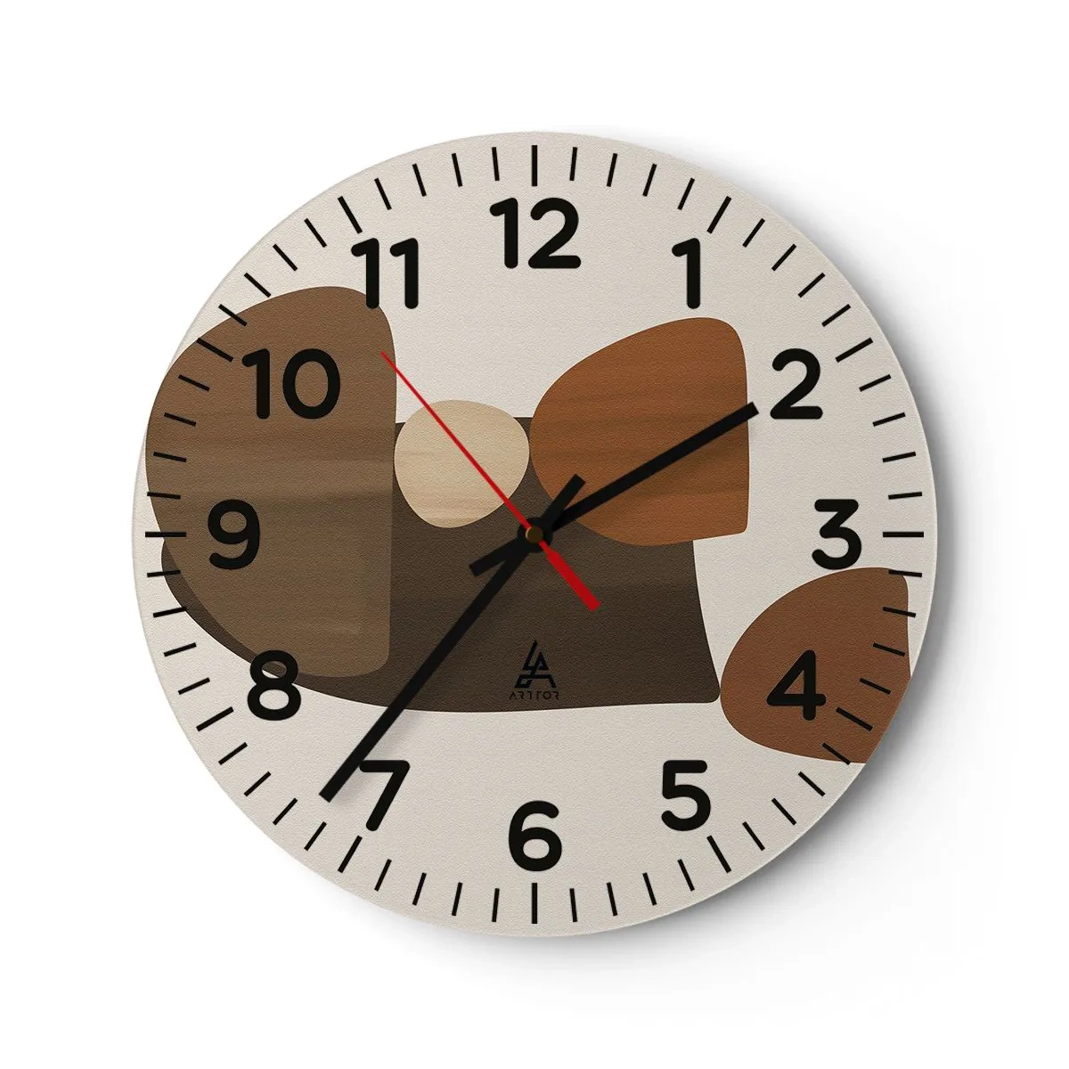 Ceas de perete - Ceas pe sticlă - Compoziție în bronz - 40x40 cm