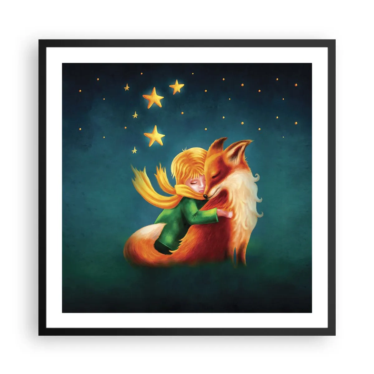 Poster în ramă neagră - Micul Prinț - 60x60 cm