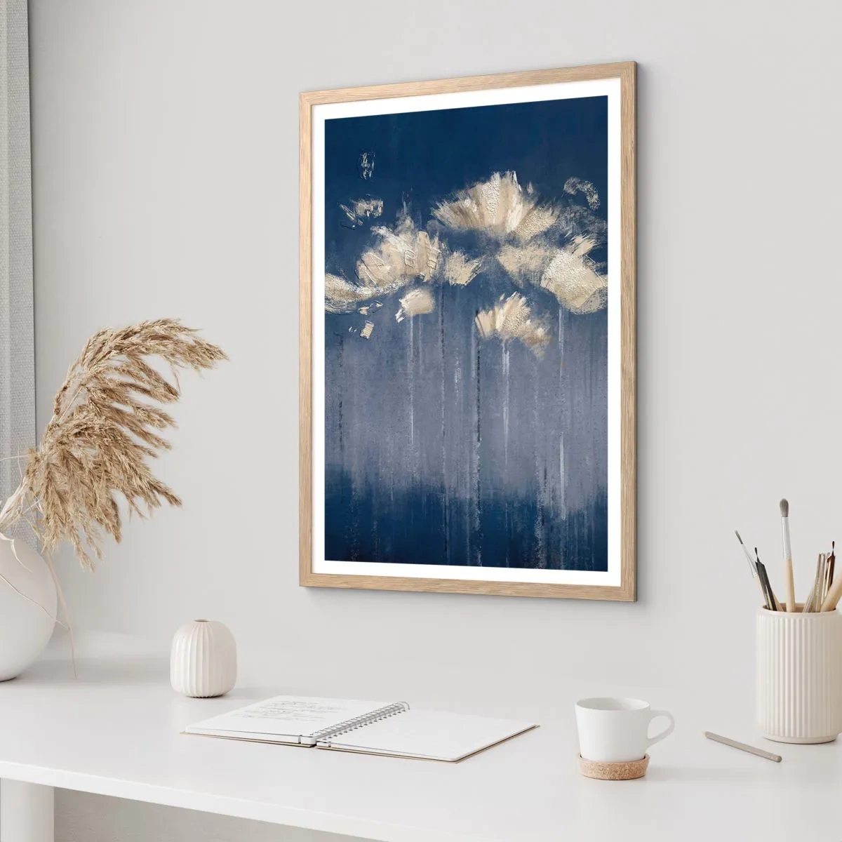 Poster în ramă de stejar deschis - Ca petalele în vânt - 70x100 cm