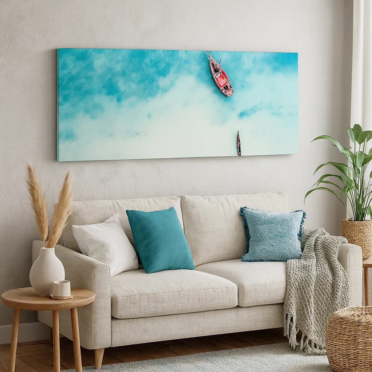 Tablou pe pânză - Pe plajele din Zanzibar, când apele în exces... - 30x30 cm