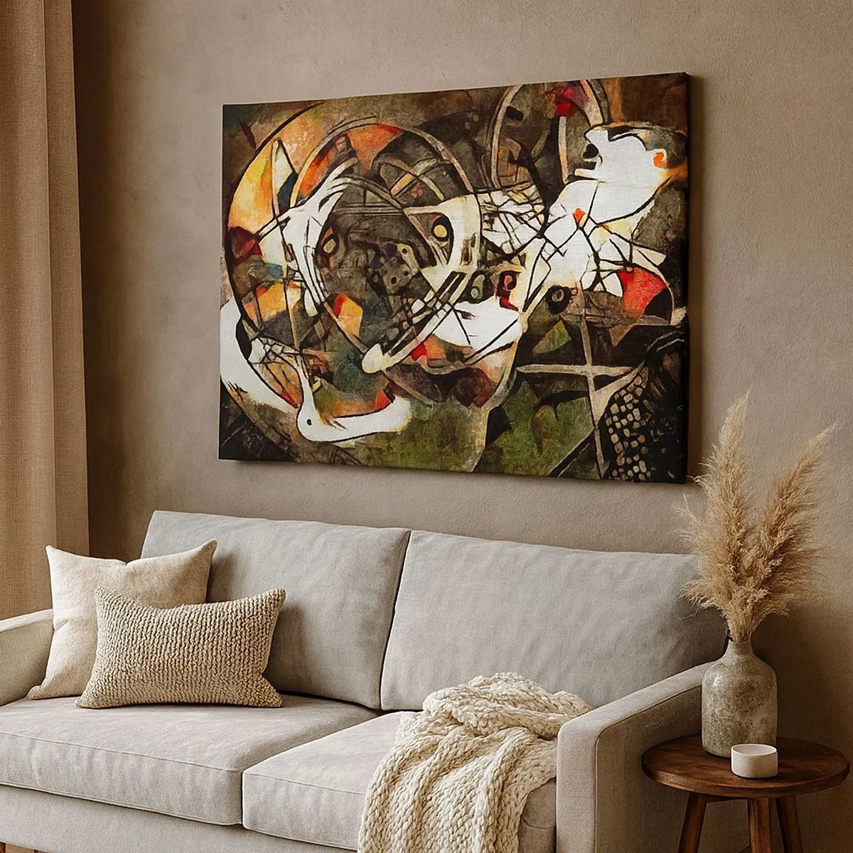 Tablou pe pânză Canvas - Abstracție expresivă în tonuri întunecate cu linii dinamice. - 70x50cm - Auziți mișcarea? - Decorațiune modernă pentru perete pentru living și dormitor ARTTOR