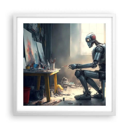 Poster în ramă albă - Actul de creație - 50x50 cm