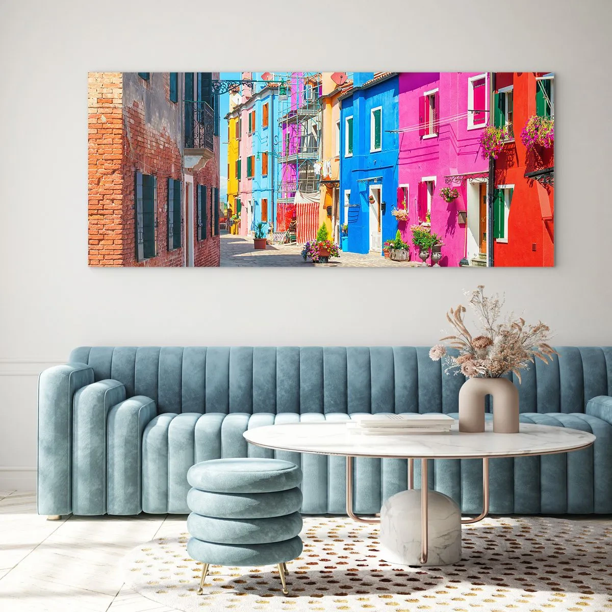 Tablou pe sticlă - Orașul "Sub papagali" - 100x40 cm