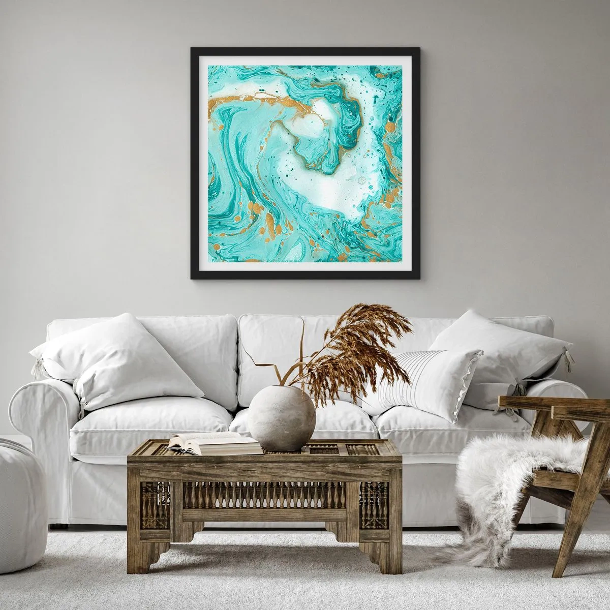 Poster în ramă neagră - Sub marele val al perioadei Edo - 50x50 cm