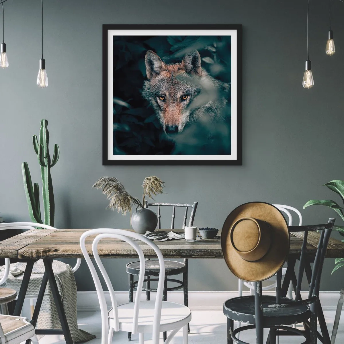 Poster în ramă neagră - Vânător - 50x50 cm