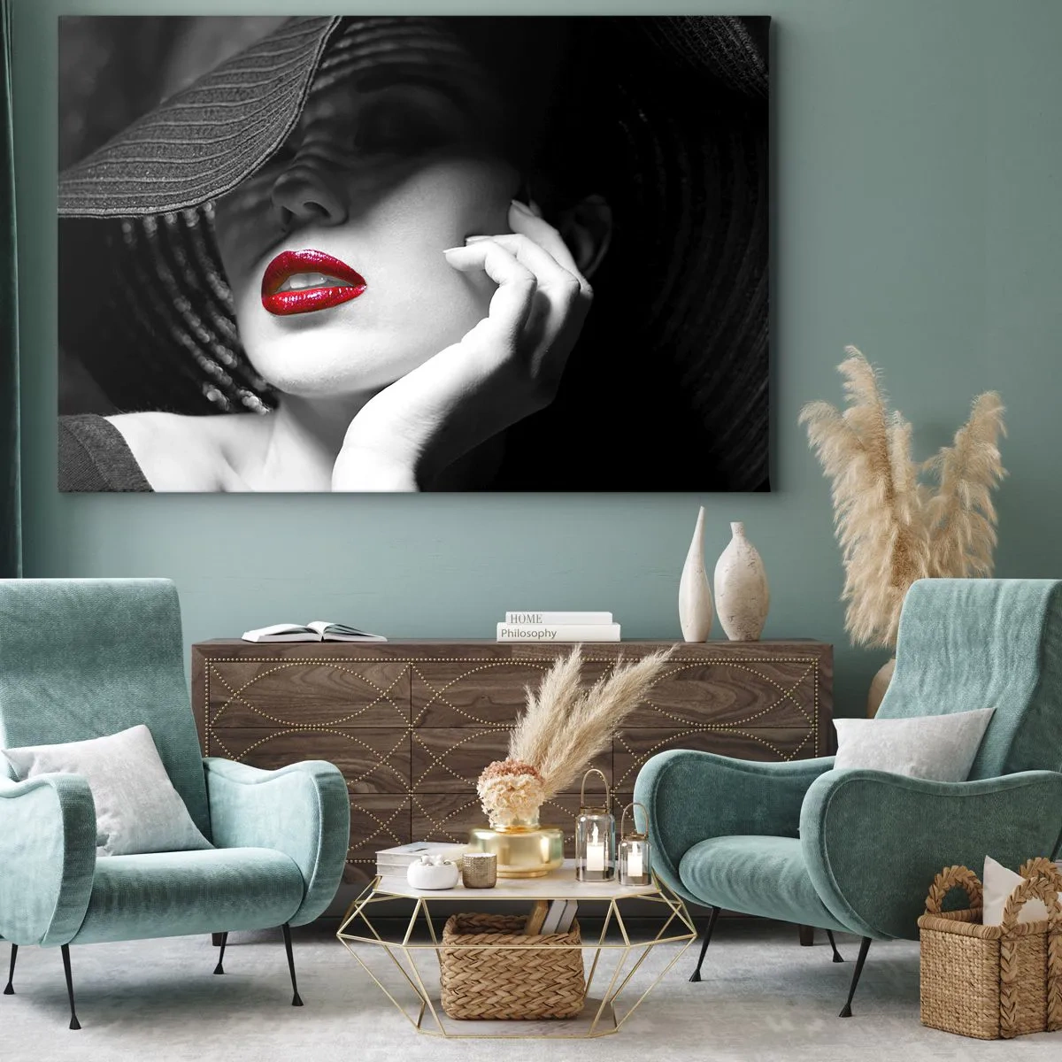 Tablou pe pânză - Studiu în stacojiu - 100x70 cm