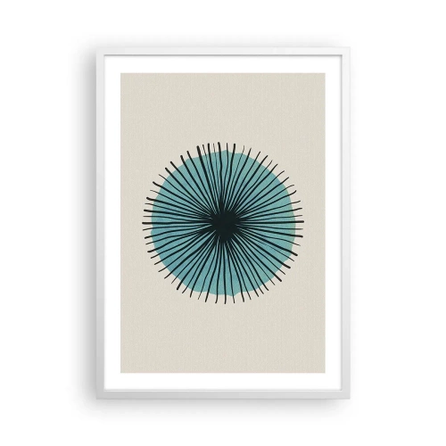 Poster în ramă albă - Radiant pe albastru - 50x70 cm