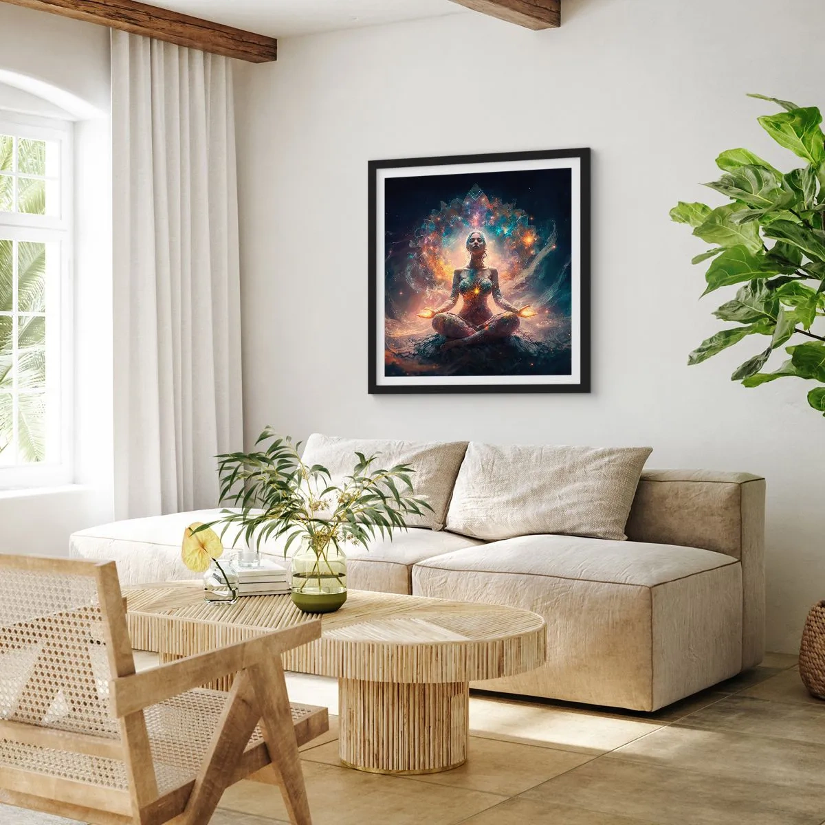 Poster în ramă neagră - Flux de energie bună - 40x40 cm