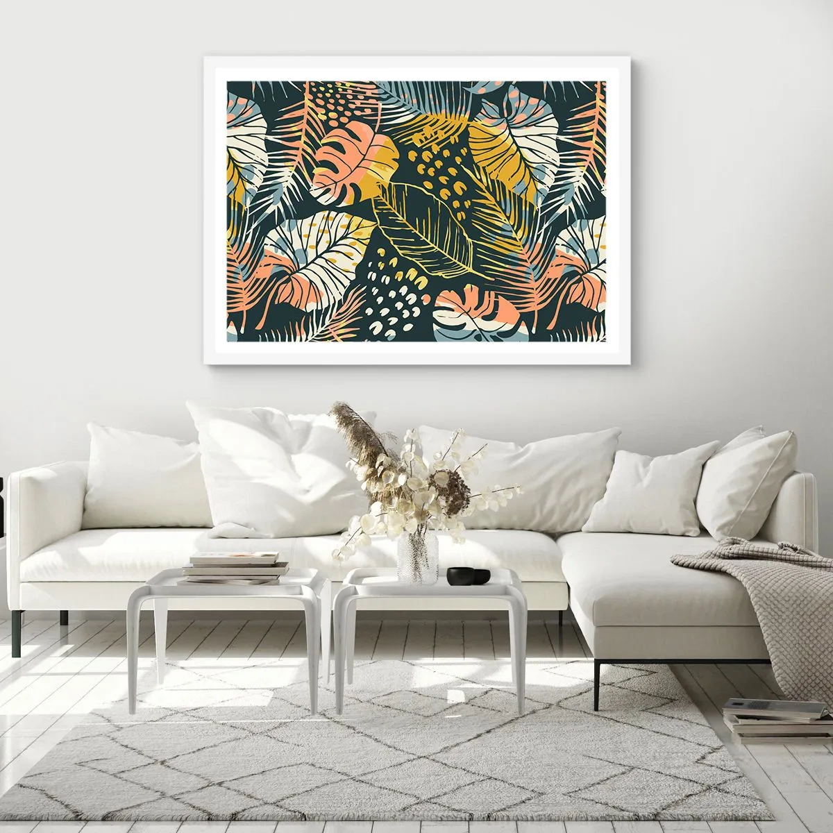 Poster în ramă albă - Fantezie cu frunze - 40x30 cm