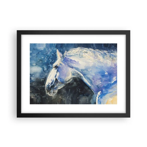 Poster în ramă neagră - Portret într-o strălucire albastră - 40x30 cm