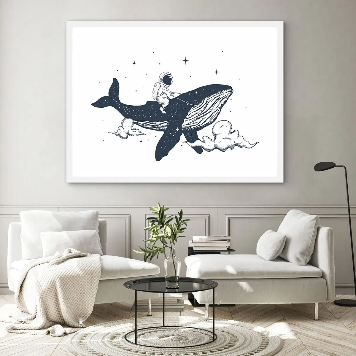 Poster în ramă albă - Aventura spațială - 100x70 cm