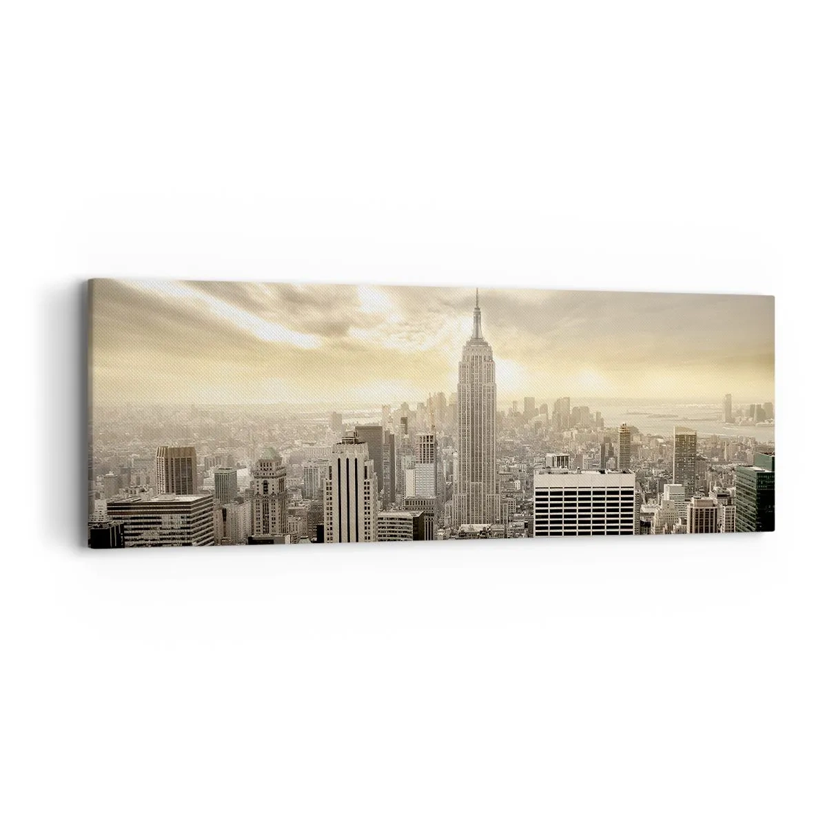 Tablou pe pânză - New York țesut din gri - 90x30 cm