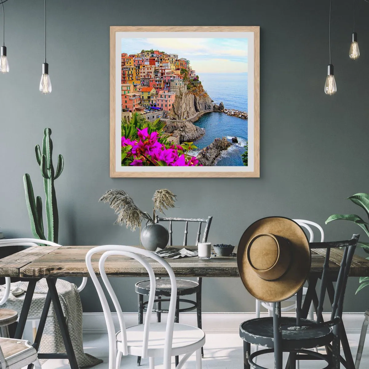 Poster în ramă de stejar deschis - Un oraș care râde - 30x30 cm