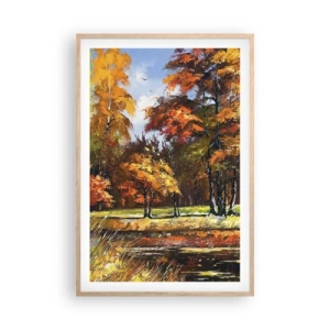 Poster în ramă de stejar deschis - Peisaj în aur și bronz - 61x91 cm