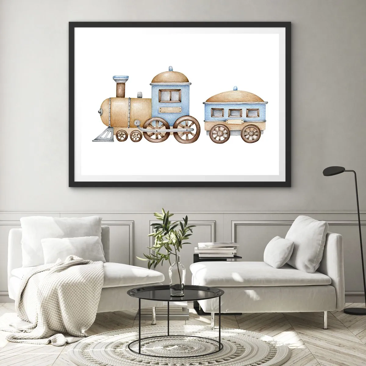 Poster în ramă neagră - Trenulețul din copilărie - 70x50 cm