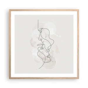 Poster în ramă de stejar deschis - Încurcați într-o îmbrățișare - 60x60 cm