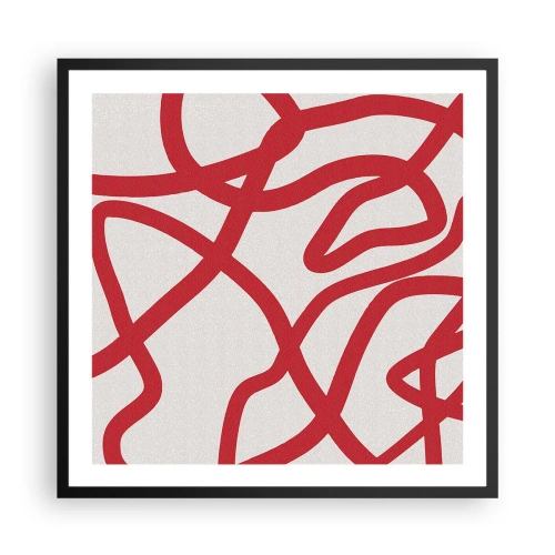 Poster în ramă neagră - Roșu pe alb - 60x60 cm