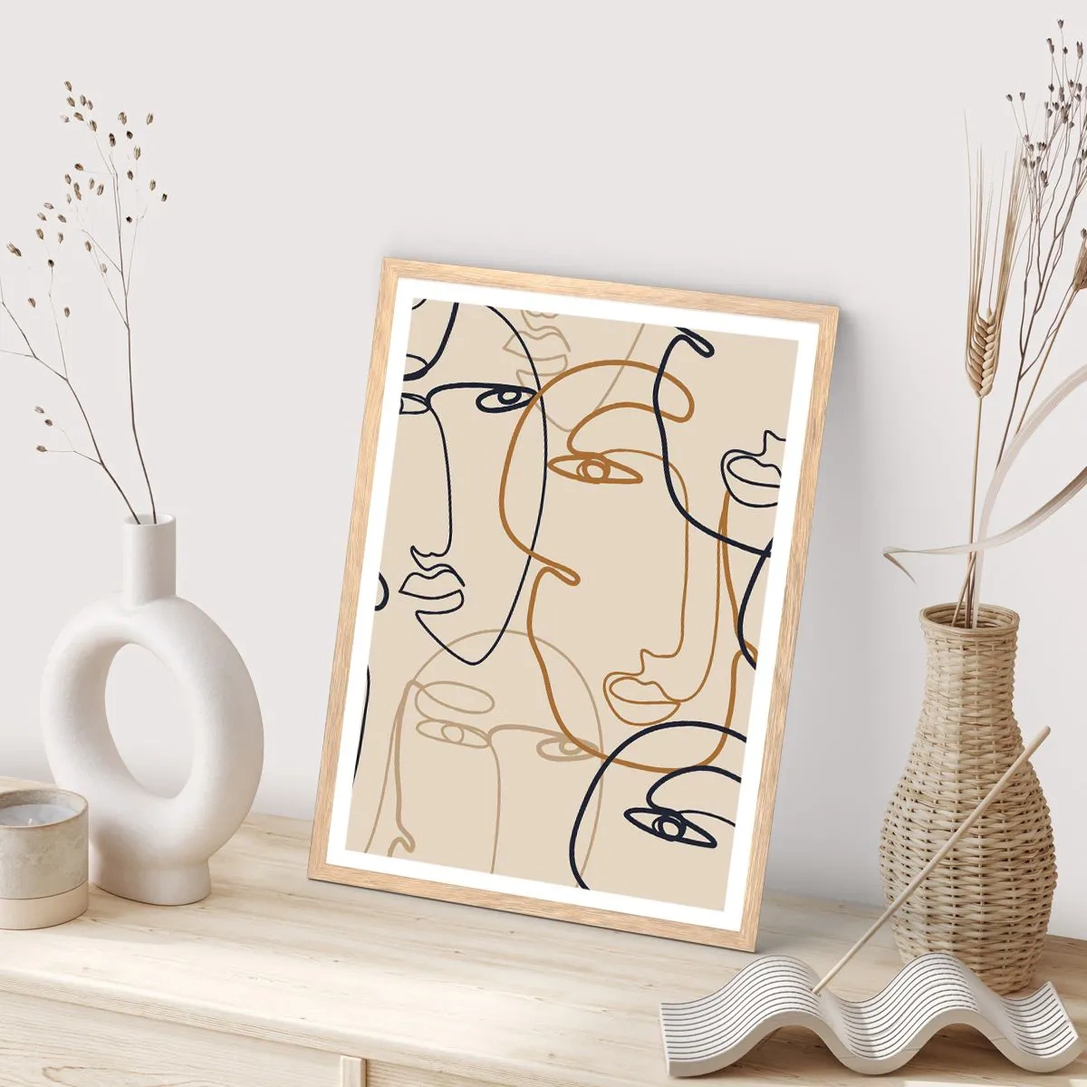 Poster în ramă de stejar deschis - Portret multiplicat - 40x50 cm