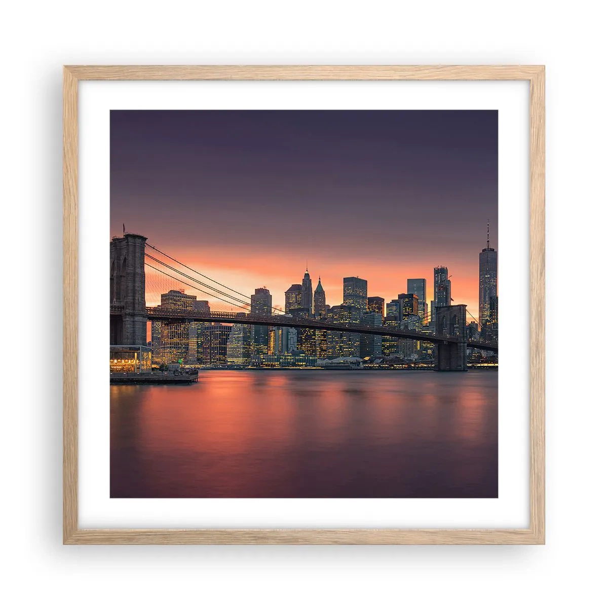 Poster în ramă de stejar deschis - Scufundate în tăcerea liliachie - 50x50 cm