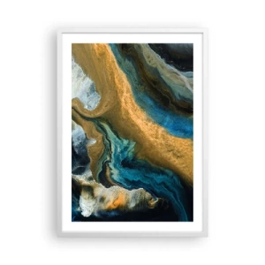 Poster în ramă albă - Albastru - galben - influență reciprocă - 50x70 cm