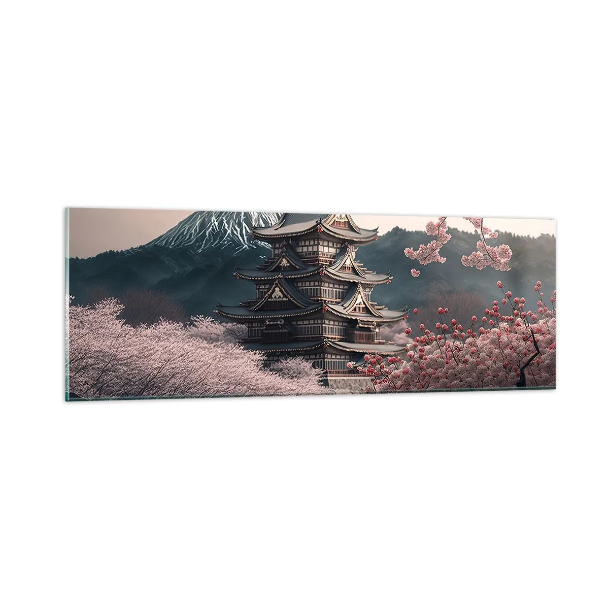 Tablou pe sticlă - Țara florilor de cireș - 90x30 cm