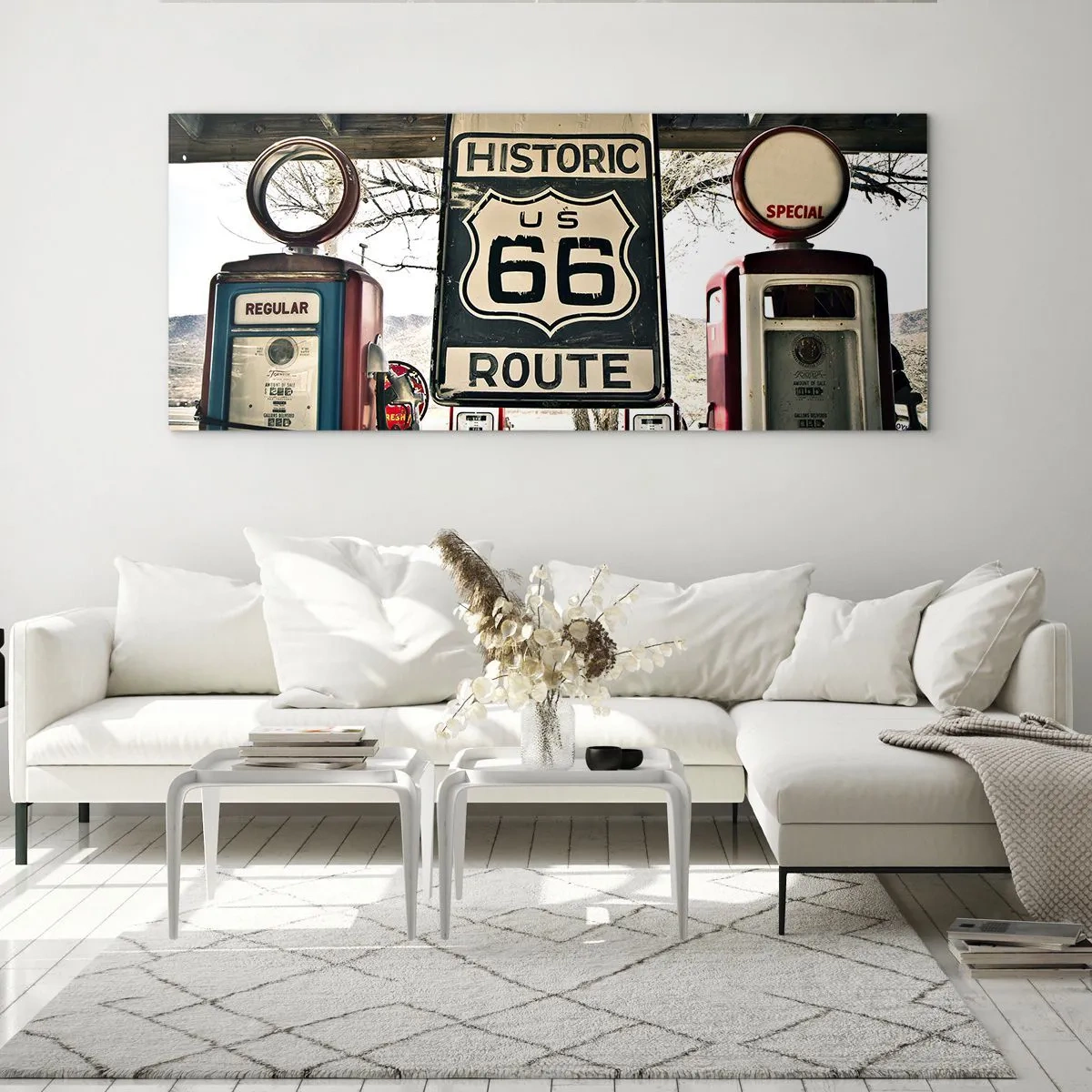 Tablou pe sticlă - O călătorie americană retro - 100x40 cm