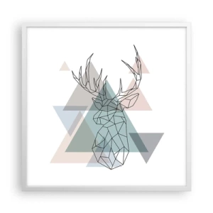 Poster în ramă albă - Într-o pădure geometrică - 60x60 cm