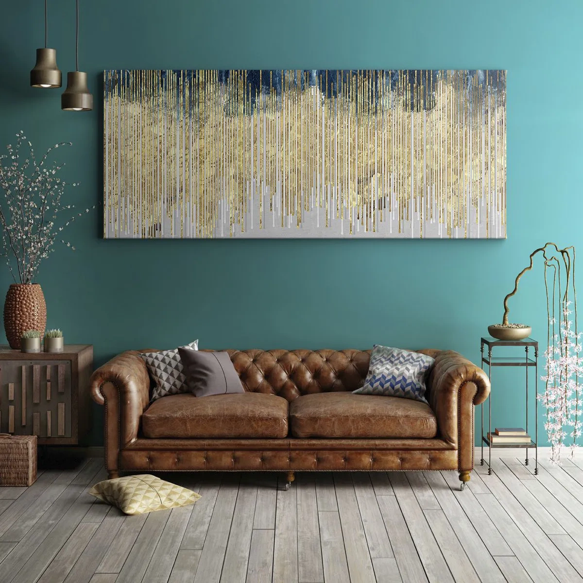 Tablou pe pânză - Granița aurită - 100x40 cm