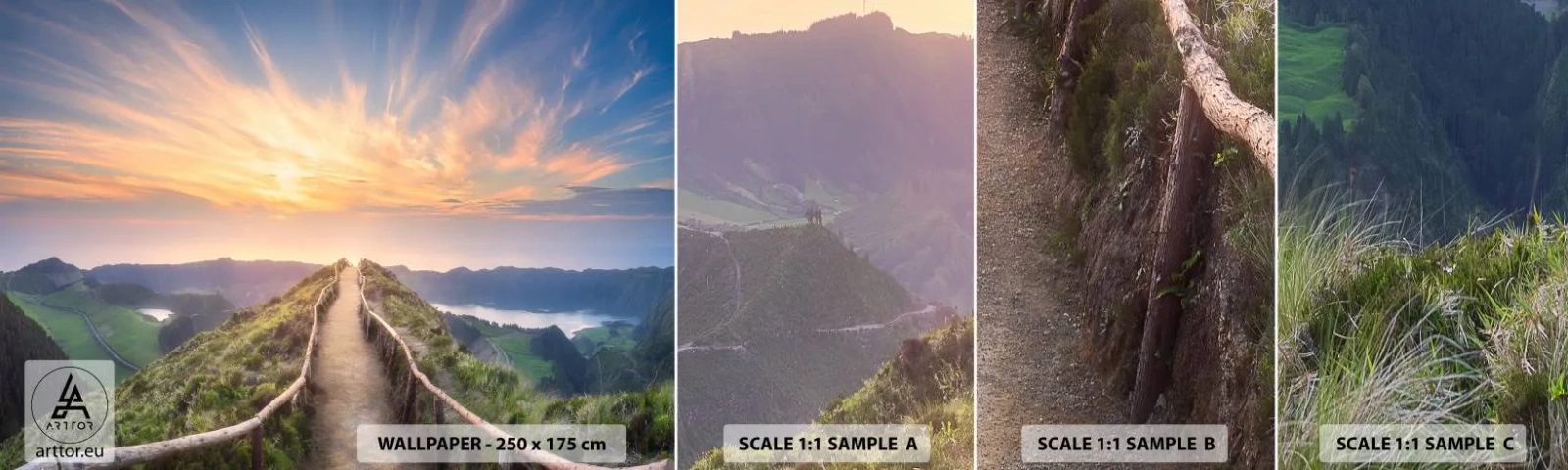 Mostră de Tapet Standard Eco - Aproape de cer - Peisaj montan, Natură, Apus de soare - 100x30 cm