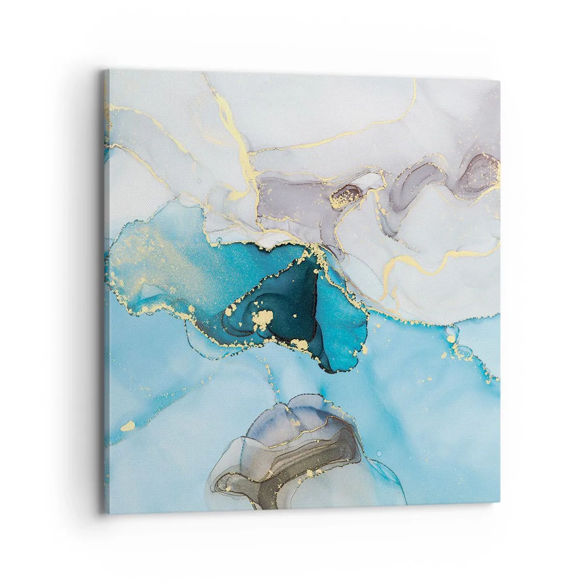 Tablou pe pânză - Un studiu al întâlnirii dintre gri și turcoaz - 70x70 cm