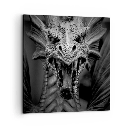 Tablou pe pânză - Dragon de basm în gri - 60x60 cm