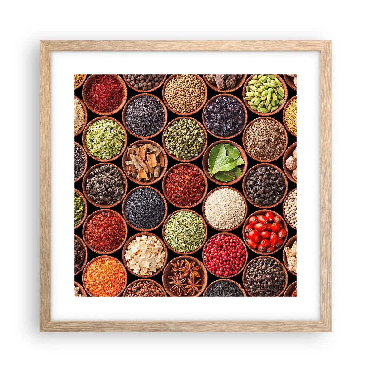 Poster în ramă de stejar deschis - Toate gusturile lumii - 40x40 cm