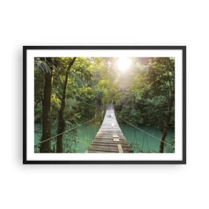 Poster în ramă neagră - Peste apa de azur spre pădurea de azur - 70x50 cm