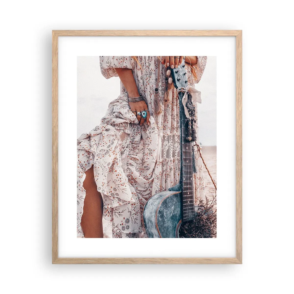 Poster în ramă de stejar deschis - Hippie pe drum - 40x50 cm