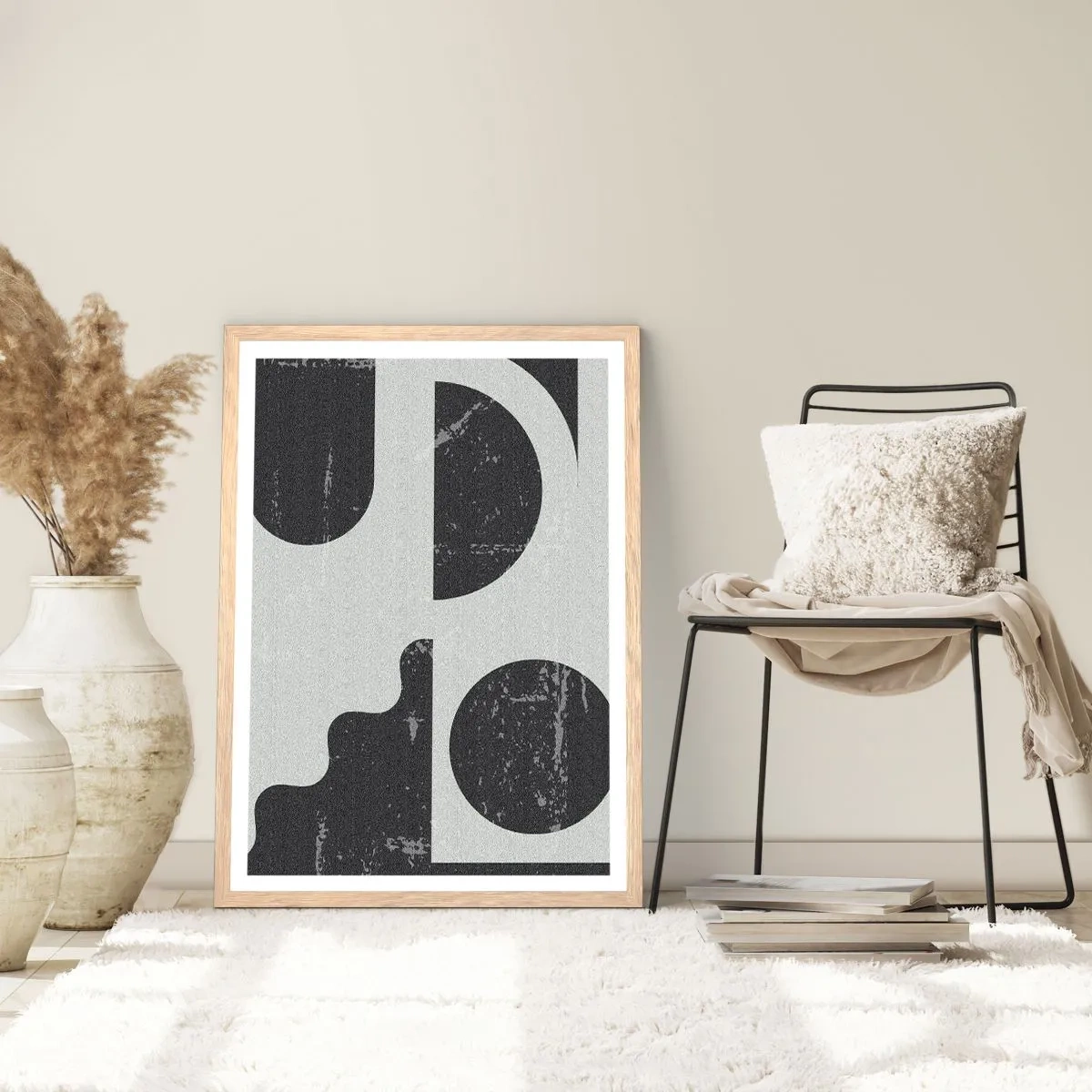 Poster în ramă de stejar deschis - Compoziție deasupra și dedesubt - 40x50 cm