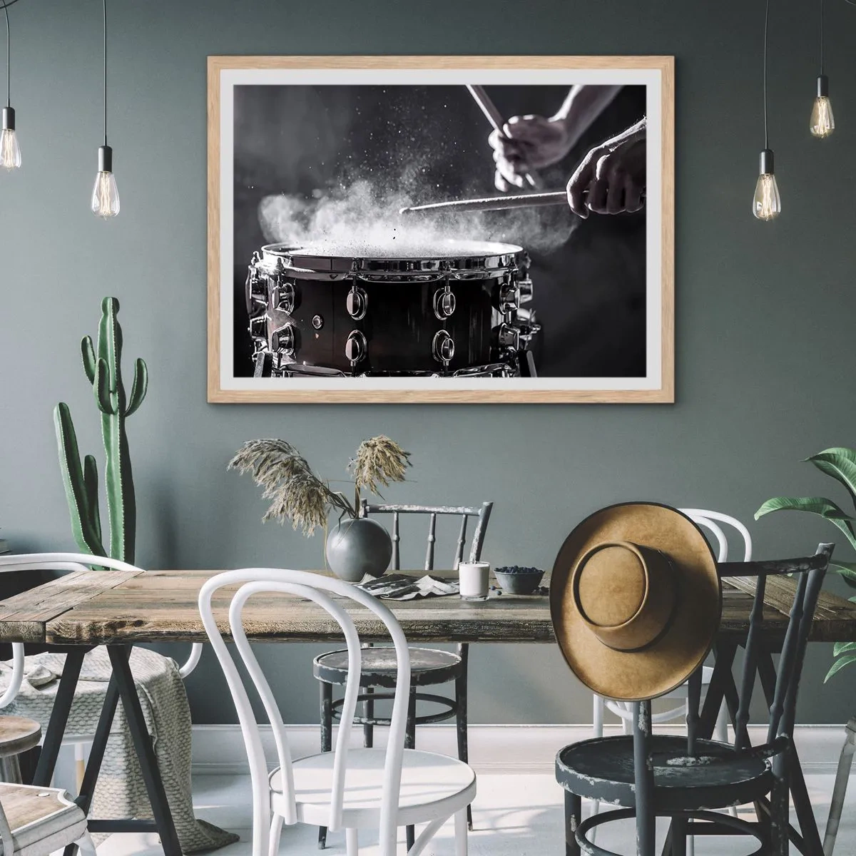 Poster în ramă de stejar deschis - Pulsul muzicii - 100x70 cm