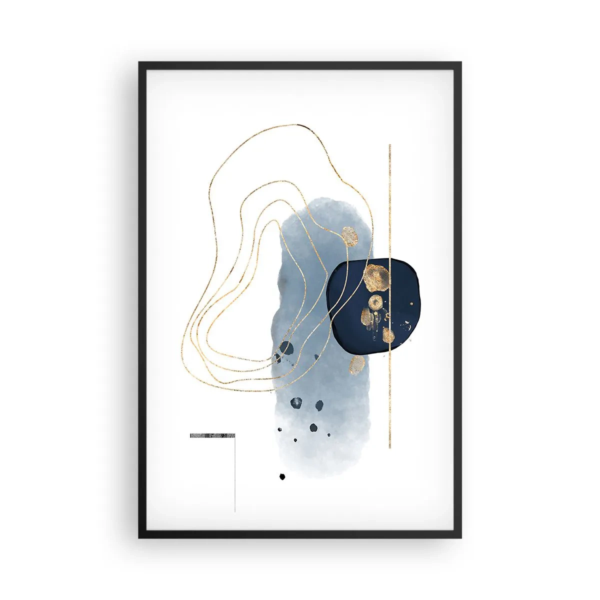 Poster în ramă neagră - Fantezie albastru-auriu - 61x91 cm