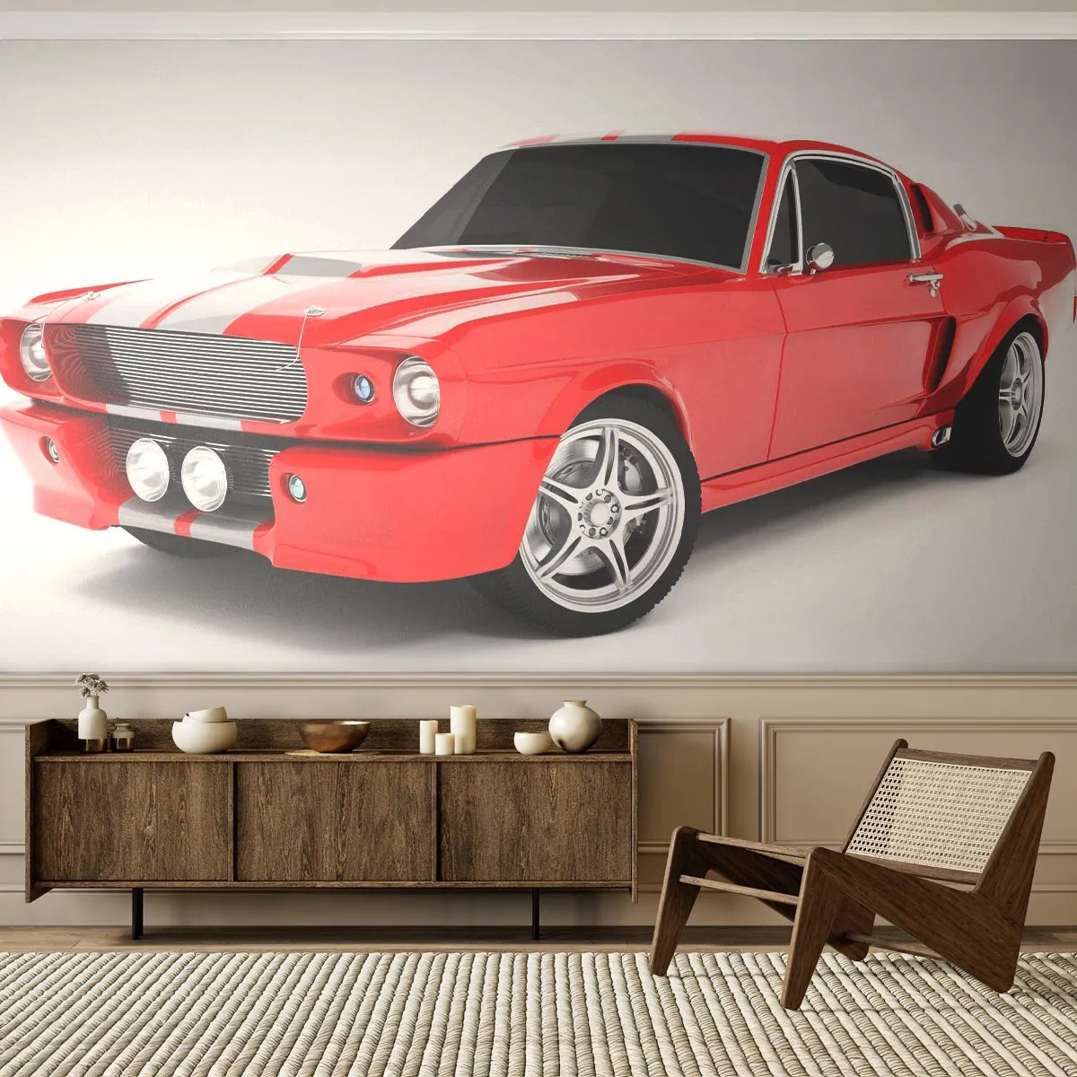 Tapet Premium Canvas - Mustang la fel de rapid ca vântul - Automobile, Mașină de epocă, Masina Mustang 1967 - 250x175 cm