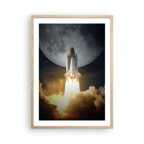 Poster în ramă de stejar deschis - Începutul unei aventuri nepământene - 50x70 cm