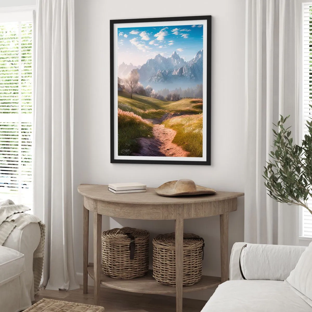 Poster în ramă neagră - Valea idilică - 61x91 cm