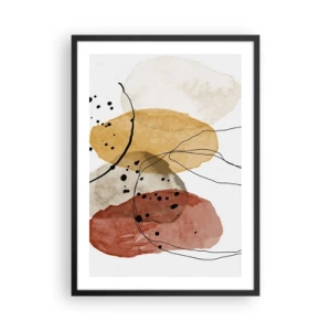 Poster în ramă neagră - Forme abstracte în nuanțe de bej, galben și roșu - 50x70cm - Ca aerul, limpezi și ușoare - Decorațiune modernă pentru perete pentru living și dormitor ARTTOR