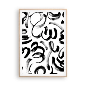 Poster în ramă de stejar deschis - Negru pe alb - 70x100 cm
