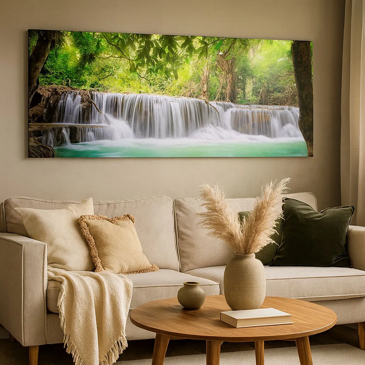 Tablou pe pânză - Cascada verde - 100x40 cm