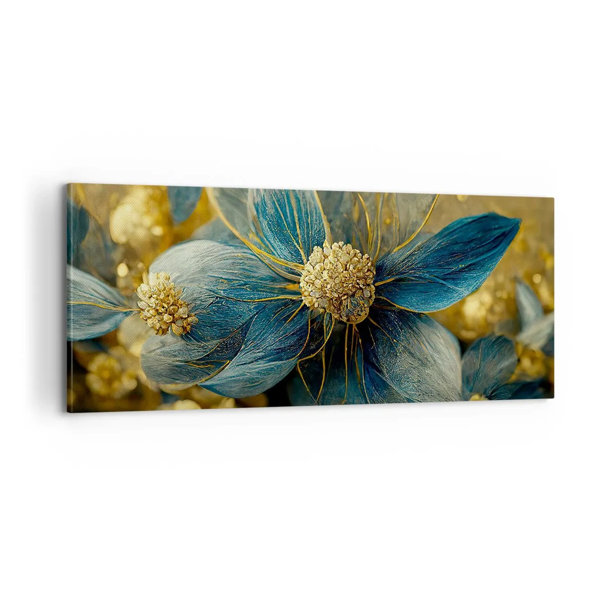 Tablou pe pânză - Floare cu aur - 100x40 cm