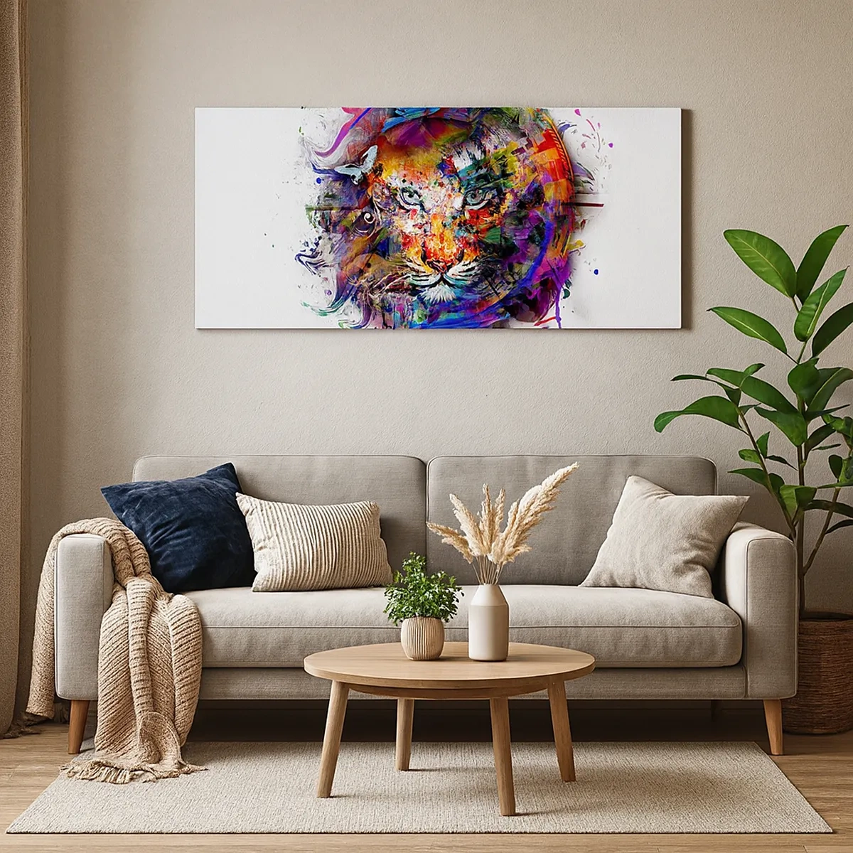 Tablou pe pânză - Ascunzându-se în spatele voalului curcubeu - 30x30 cm